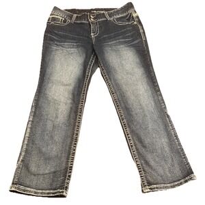 Maurices Women's Jeans Sz 7/8‎ Blue Denim Bootcut Stretch Medium Wash Contrast